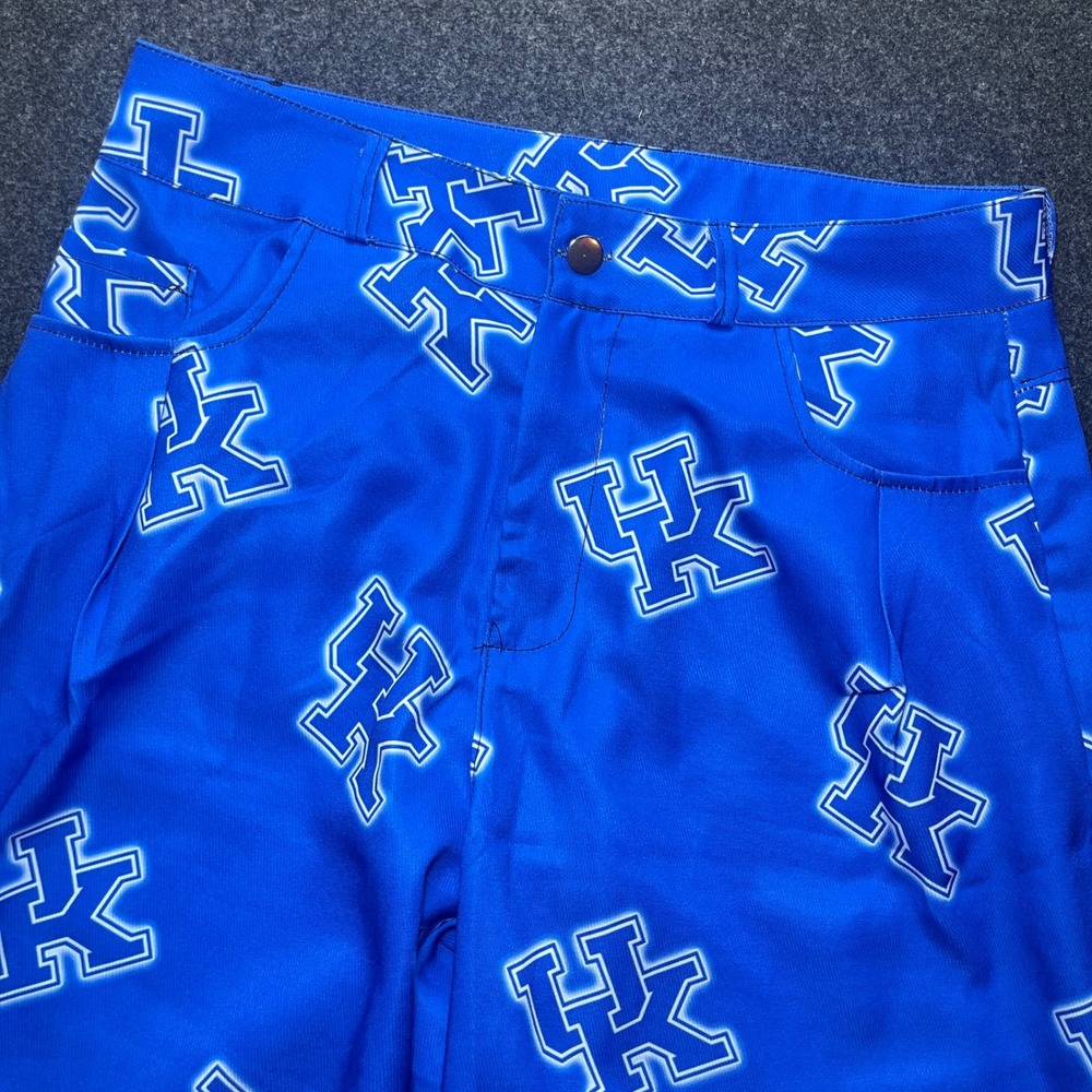 Kentucky Wildcats Pants Mens 33x30 Blue All Over Print UK Logo Pants Womens 10
